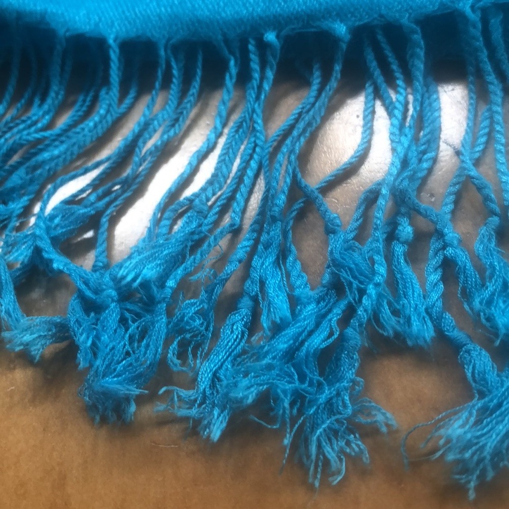 Pashmina Scarf Wrap Shawl - Turquoise Blue - 100% Pashmina- Paisley Pattern - Picture 8 of 8